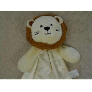 Starting Out Lion Lovey Security Blanket Tan Brown Cream Off White Silky Satin